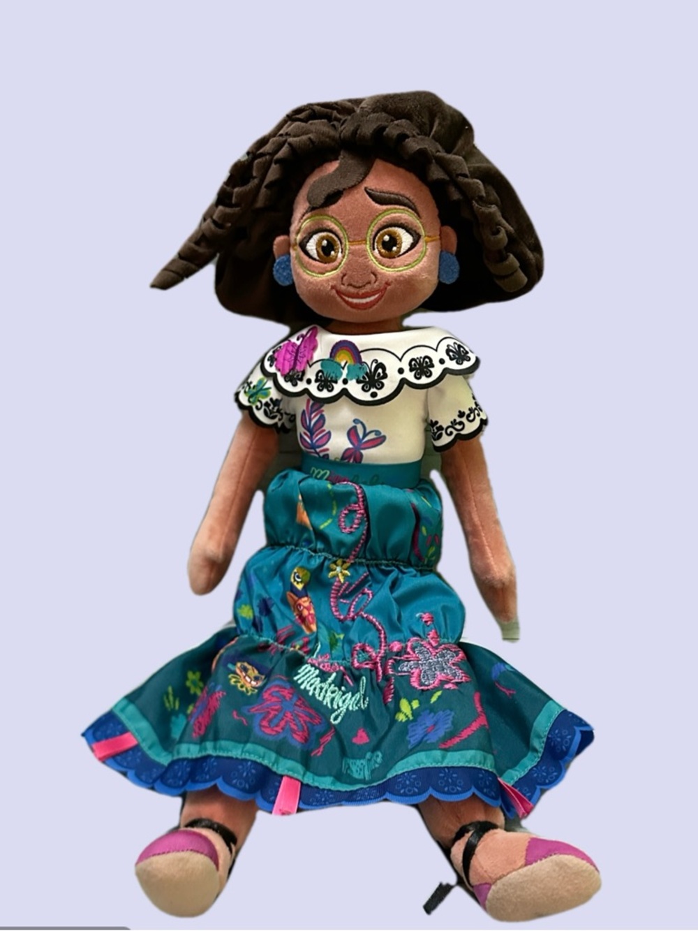 Disney Mirabel Embroidered Teal Dress Plush Doll with Pink Shoes